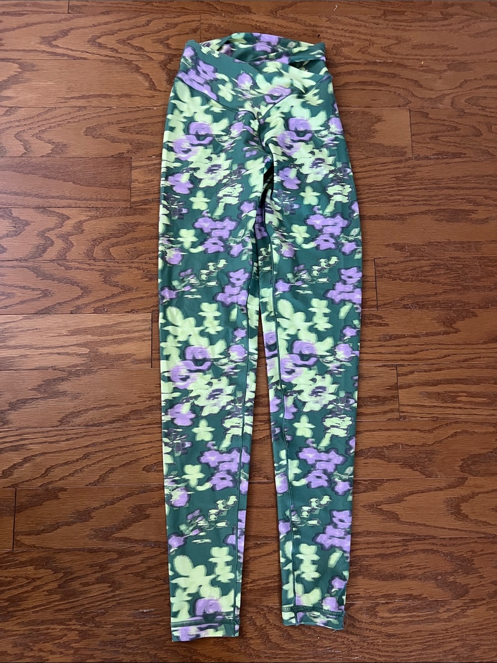 aerie Green & Purple Floral Print Kids Leggings